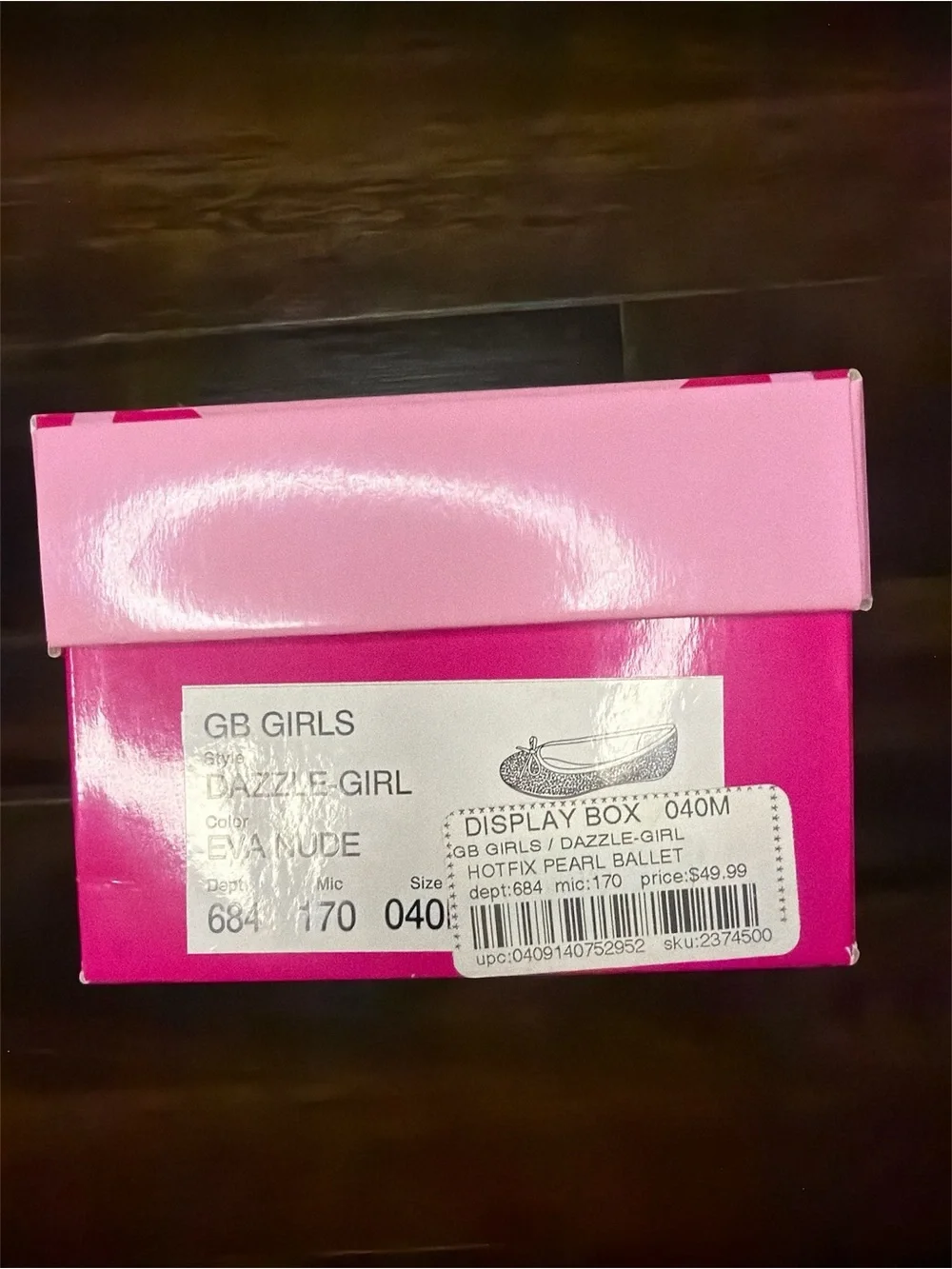 GB Girls Nude Crystal-Embellished Ballet Flats Size 4